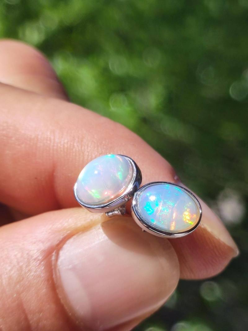 Ethiopian Opal Aaa - 925 Sterling Silber Ohrstecker Bunt Ohrringe Edelstein Heilstein Energie Frau Geschenk Schmuck Hochwertig Edel Rarität von ArtOfNatureBerlin