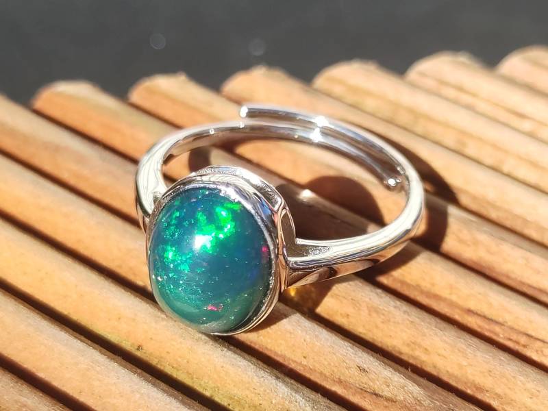 Ethiopian Opal Blau Aaa - 925 Silber Ring Verstellbar Edelstein Heilstein Energie Kraft Vintage Frau Schmuck Edel Geschenk Sie Mutter von ArtOfNatureBerlin