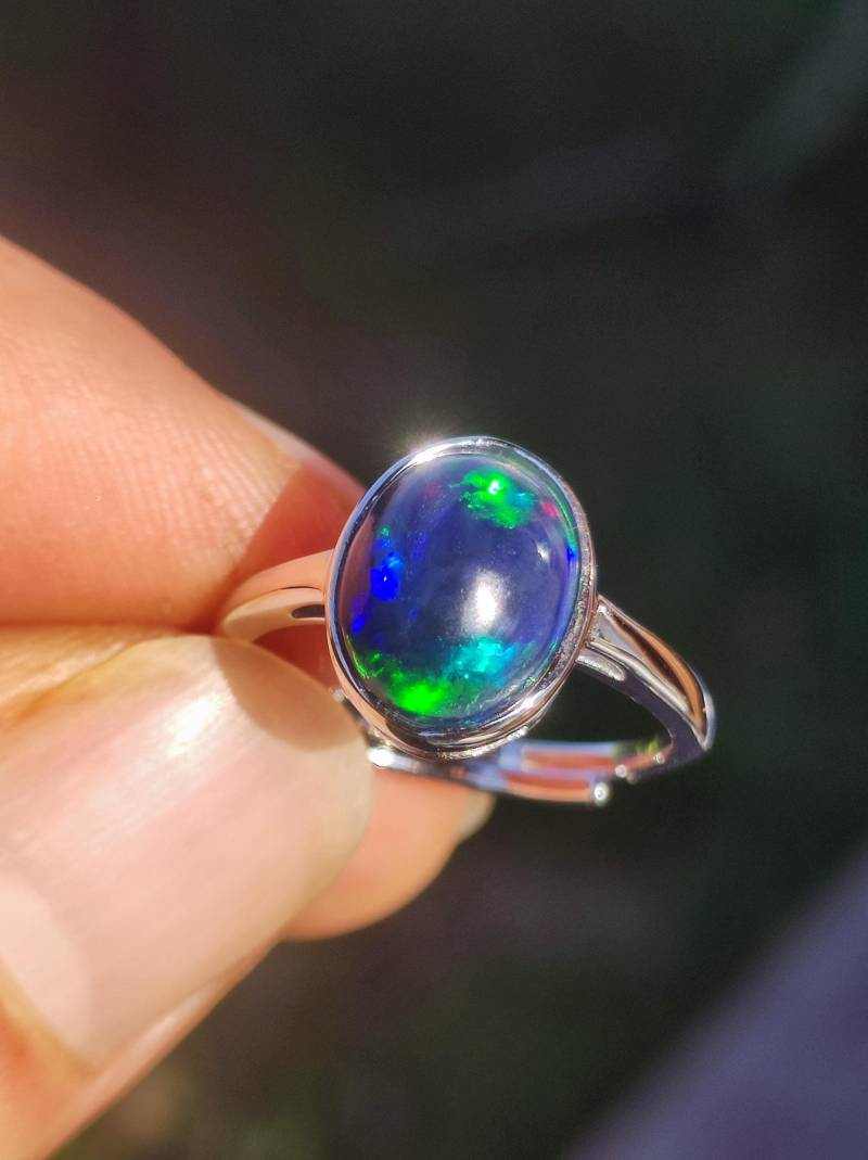 Ethiopian Opal Blau Aaa - 925 Silber Ring Verstellbar Edelstein Heilstein Energie Kraft Vintage Frau Schmuck Edel Geschenk Sie Mutter von ArtOfNatureBerlin