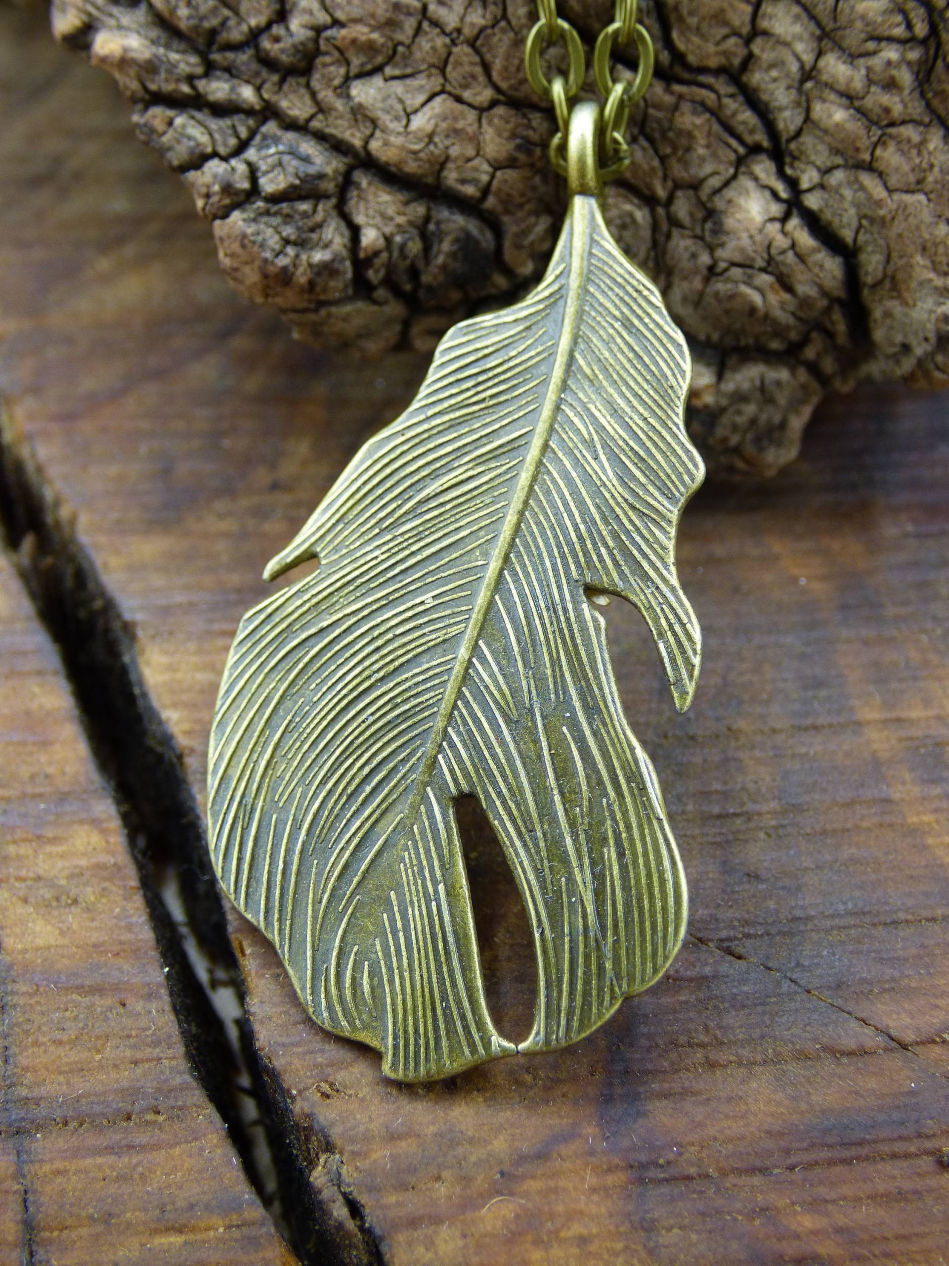 Feder Anhänger Kette ~ Antik Bronze ~Hippie ~Goa ~Boho ~Tibet ~Ethno ~Nature ~Talisman Feder Anhänger Kette ~ Antik Bronze ~Hippie ~Goa ~Boho ~Tibet ~Ethno ~Nature ~Talisman von ArtOfNatureBerlin