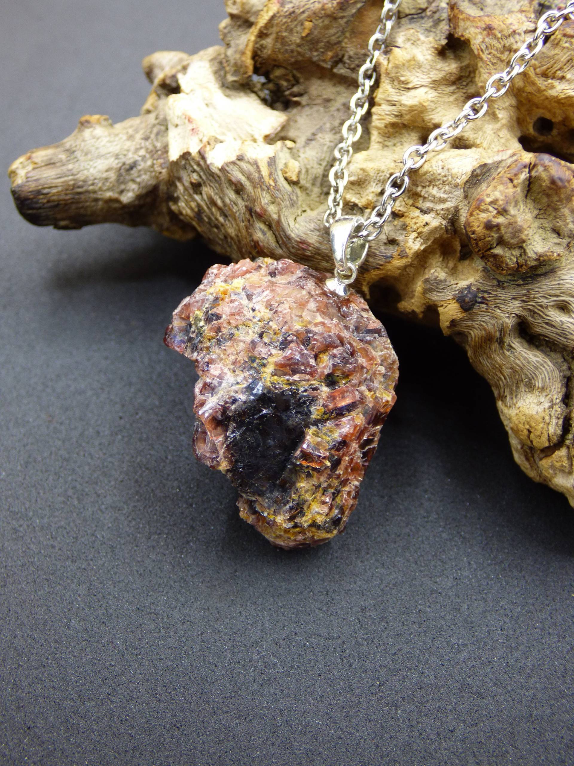 Granat Almandin ~ 925 Sterling Silber Öse Edelstein Kette ~Hippie ~Goa ~Boho ~Tibet ~Ethno ~Nature ~Schutzsymbol ~Heilstein von ArtOfNatureBerlin