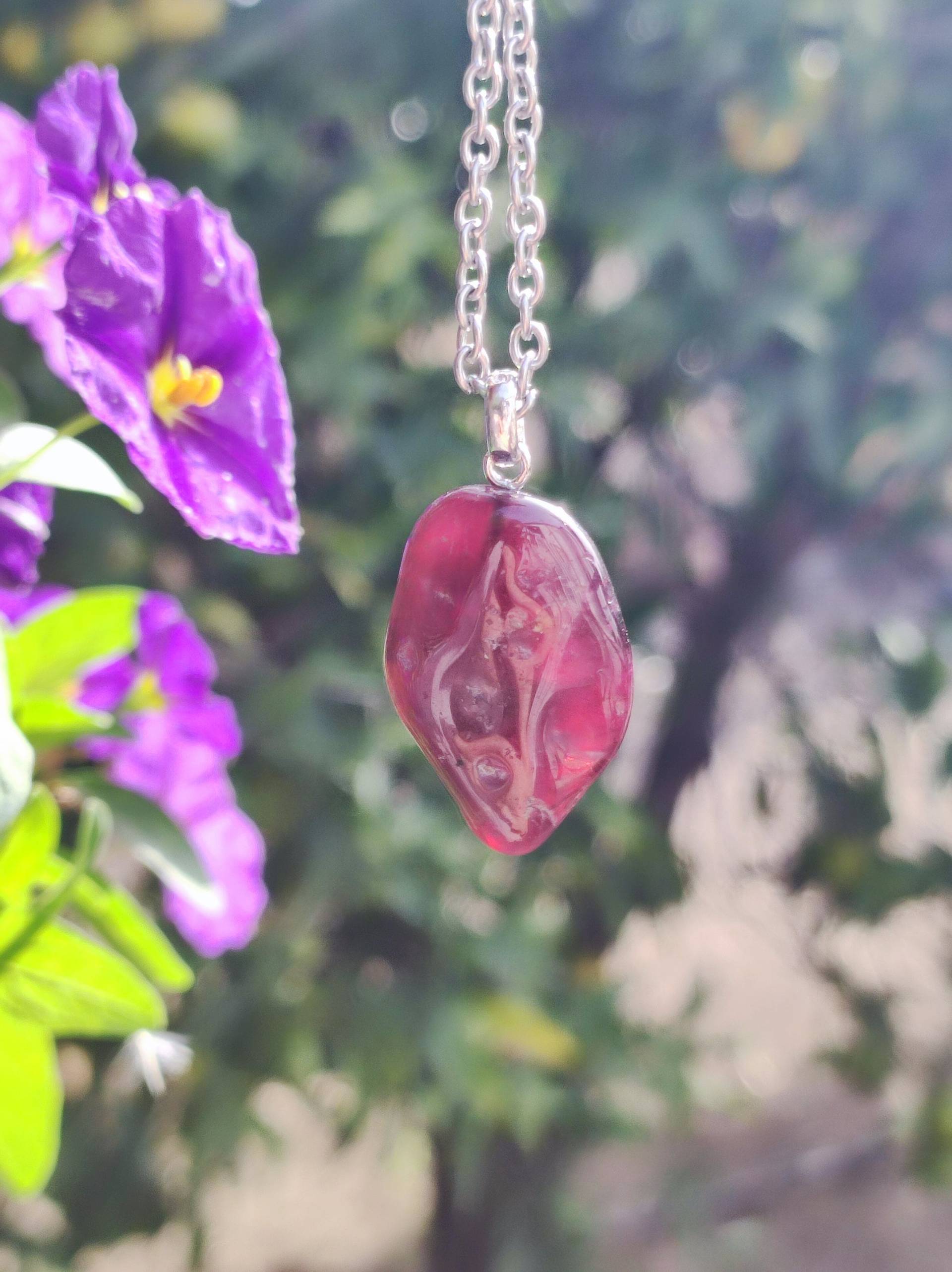 Granat | Almandin A ~ 925 Sterling Silber Öse Edelstein Kette ~Hippie ~Goa ~Boho ~Tibet ~Ethno ~Nature ~Schutzsymbol ~Heilstein von ArtOfNatureBerlin