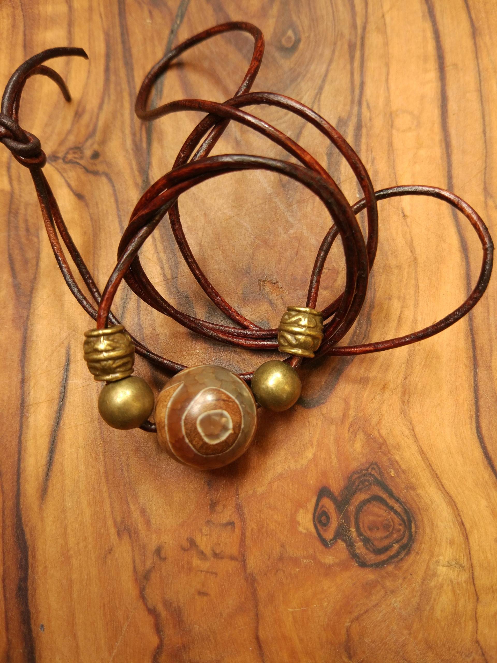 Großes Tibet Achat Auge ~ Edelstein Perlen Kette ~Hippie ~Goa ~Boho ~Tibet ~Ethno ~Nature von ArtOfNatureBerlin