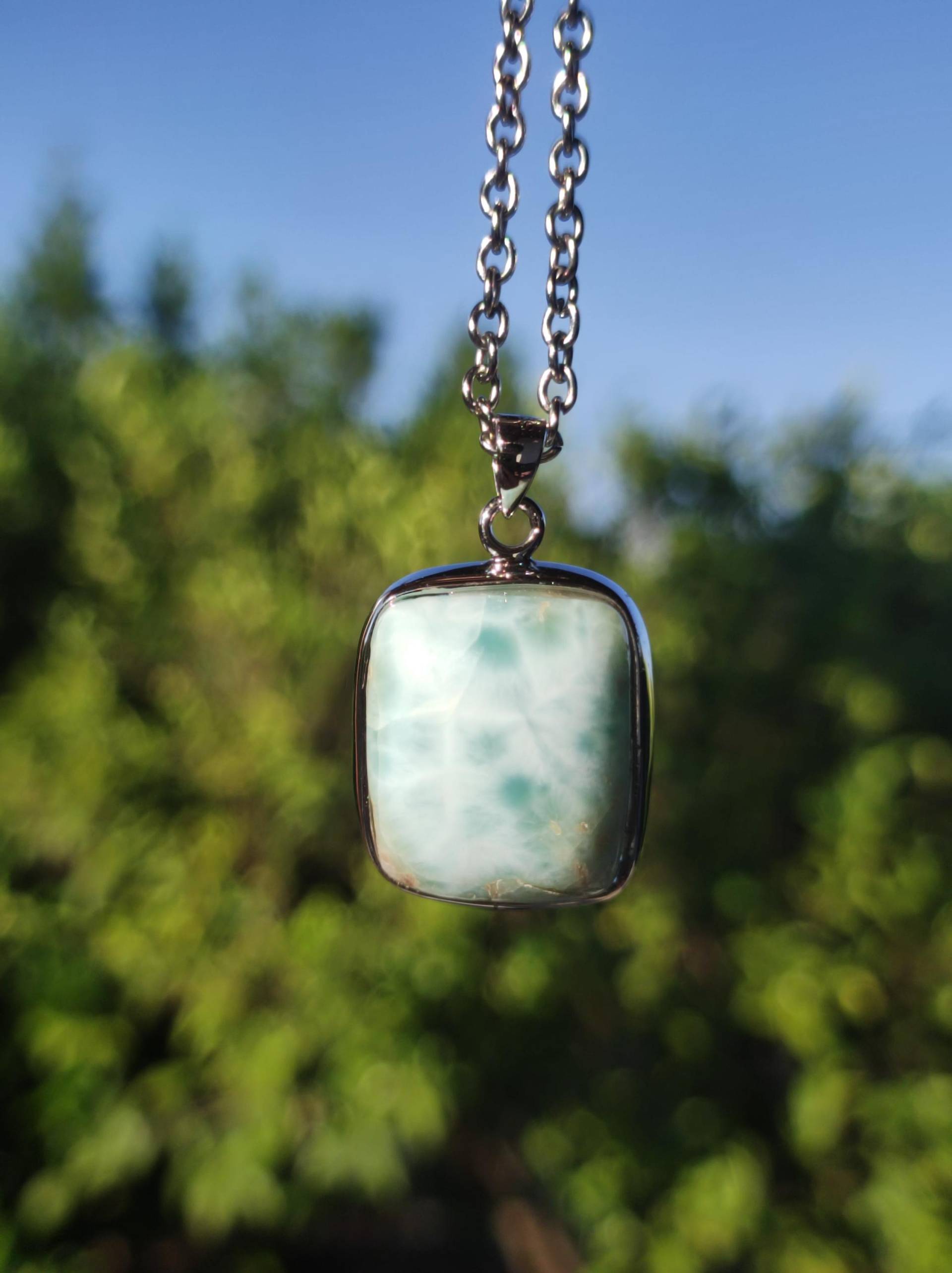 Larimar Aaa "Atlantis Stone" Edelstein Kette 925 Sterling Silber Frau Schmuck Edel Natur Heilstein Hippie Rarität Meer Himmel Blau Geschenk von ArtOfNatureBerlin