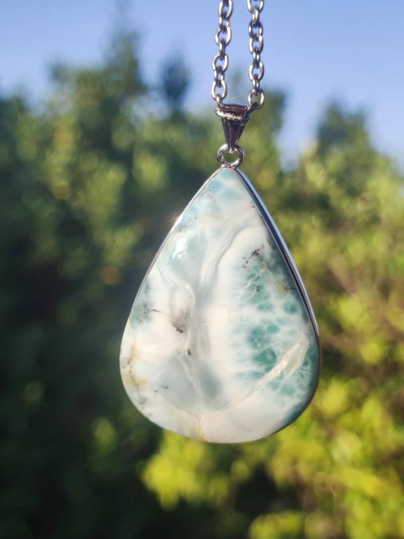Larimar Aaa "Atlantis Stone" Edelstein Kette 925 Sterling Silber Frau Schmuck Edel Natur Heilstein Hippie Rarität Meer Himmel Blau Geschenk von ArtOfNatureBerlin