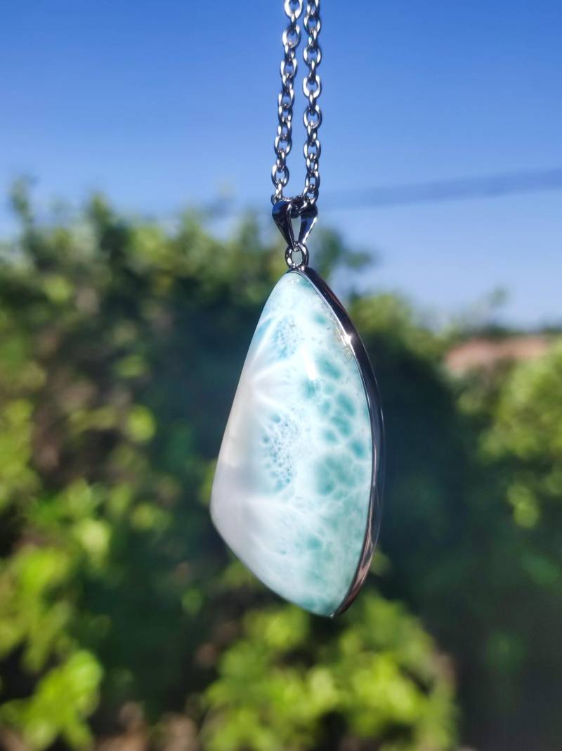 Larimar Aaa "Atlantis Stone" Edelstein Kette 925 Sterling Silber Frau Schmuck Edel Natur Heilstein Hippie Rarität Meer Himmel Blau Geschenk von ArtOfNatureBerlin