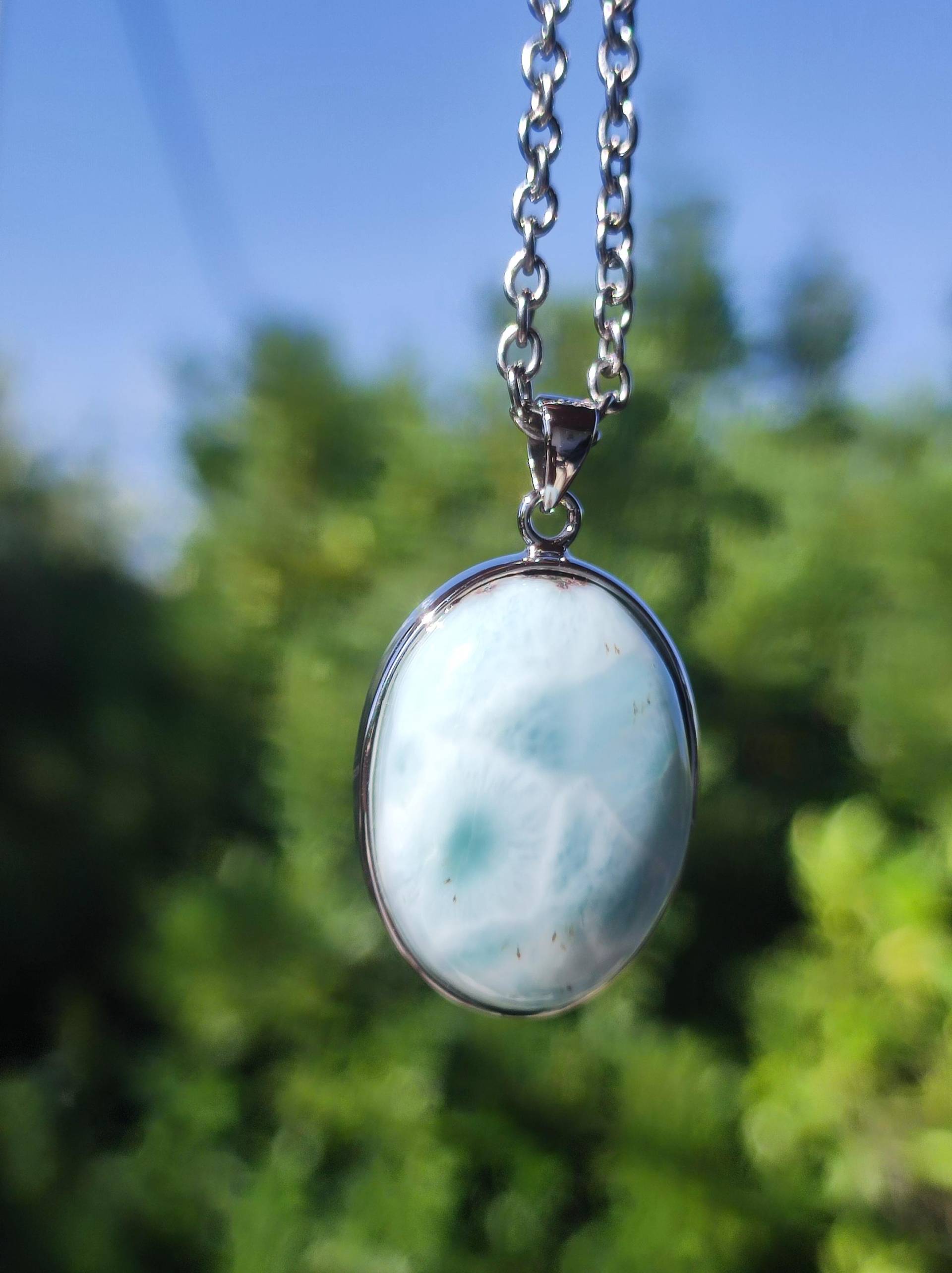 Larimar Aaa "Atlantis Stone" Edelstein Kette 925 Sterling Silber Frau Schmuck Edel Natur Heilstein Hippie Rarität Meer Himmel Blau Geschenk von ArtOfNatureBerlin