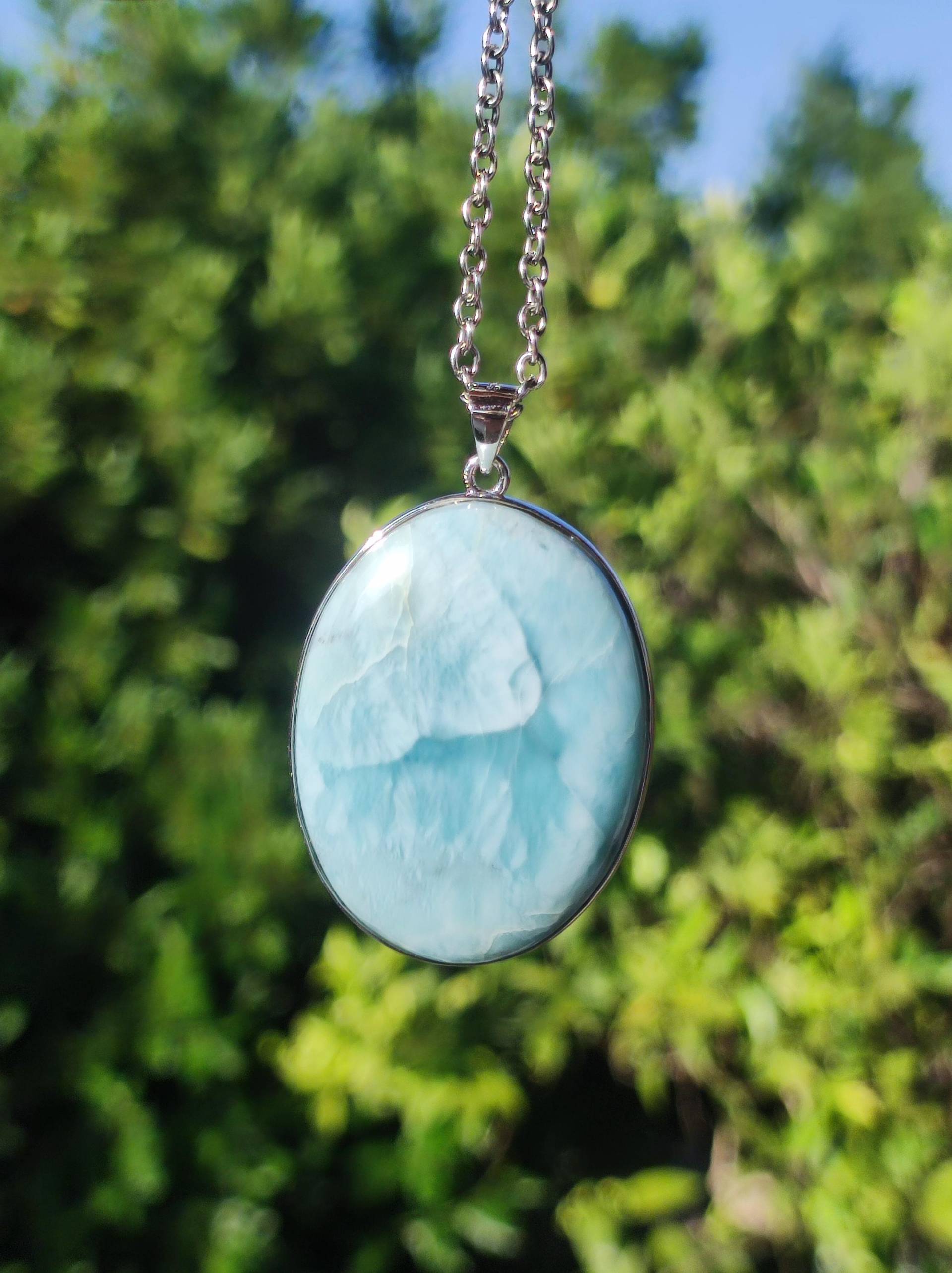 Larimar Aaa "Atlantis Stone" Edelstein Kette 925 Sterling Silber Frau Schmuck Edel Natur Heilstein Hippie Rarität Meer Himmel Blau Geschenk von ArtOfNatureBerlin