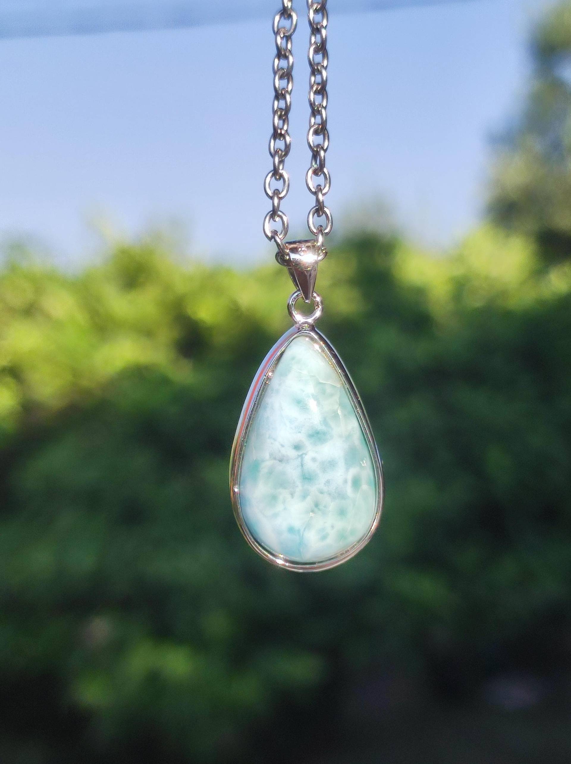 Larimar Aaa "Atlantis Stone" Edelstein Kette 925 Sterling Silber Frau Schmuck Edel Natur Heilstein Hippie Rarität Meer Himmel Blau Geschenk von ArtOfNatureBerlin