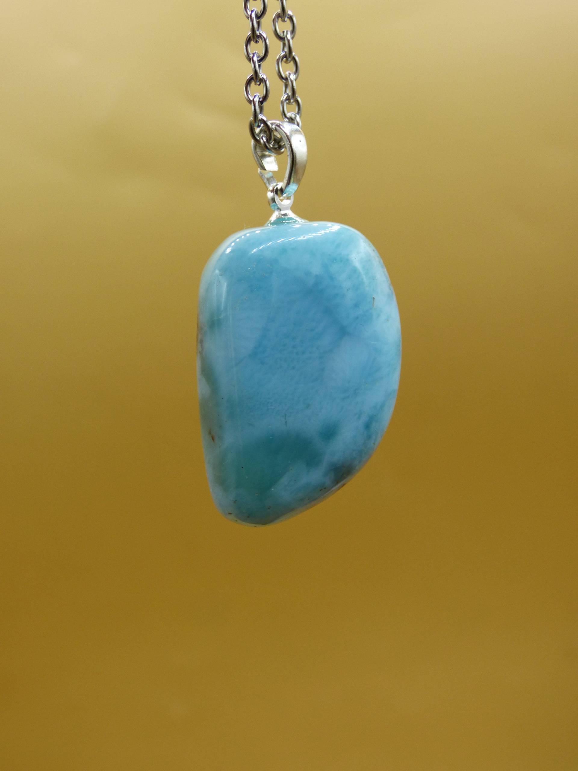 Larimar Aaa "Atlantis Stone"~ Edelstein Kette 925 Sterling Silber Öse ~Hippie Goa Boho Tibet Ethno Nature Heilstein Rarität Meerblau Himmel von ArtOfNatureBerlin