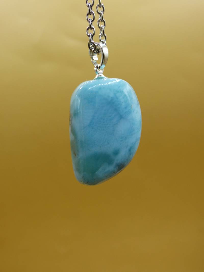 Larimar Aaa "Atlantis Stone"~ Edelstein Kette 925 Sterling Silber Öse ~Hippie Goa Boho Tibet Ethno Nature Heilstein Rarität Meerblau Himmel von ArtOfNatureBerlin