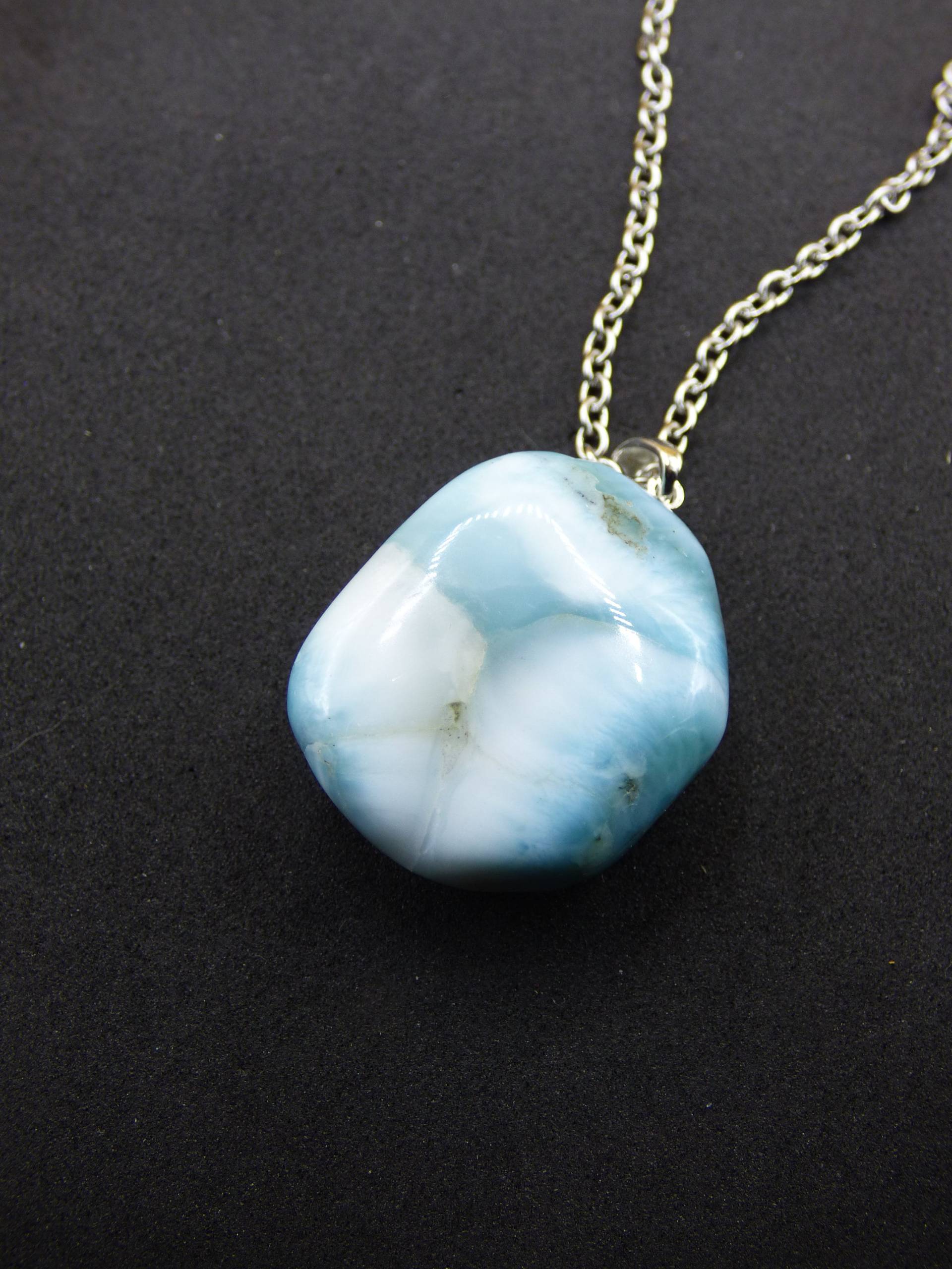 Larimar Aaa "Atlantis Stone"~ Edelstein Kette 925 Sterling Silber Öse ~Hippie Goa Boho Tibet Ethno Nature Heilstein Rarität Meerblau Himmel von ArtOfNatureBerlin
