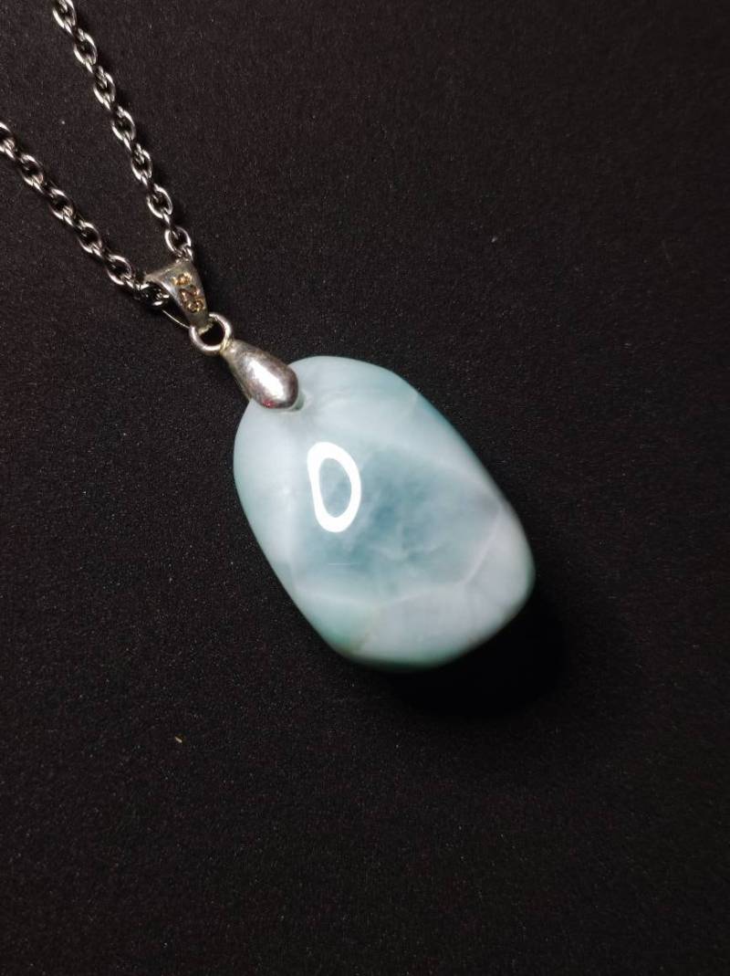 Larimar Aaa "Atlantis Stone"~ Edelstein Kette 925 Sterling Silber Öse ~Hippie Goa Boho Tibet Ethno Nature Heilstein Rarität Meerblau Himmel von ArtOfNatureBerlin