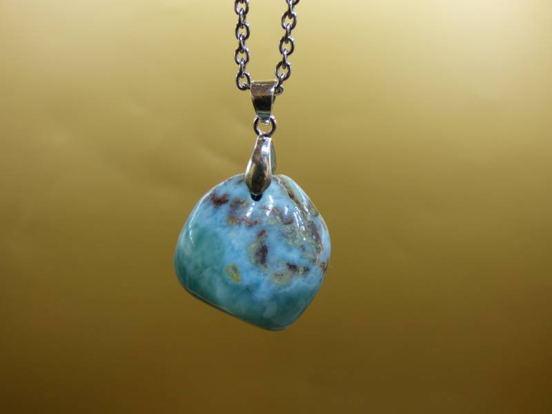 Larimar Aaa "Atlantis Stone"~ Edelstein Kette 925 Sterling Silber Öse ~Hippie Goa Boho Tibet Ethno Nature Heilstein Rarität Meerblau Himmel von ArtOfNatureBerlin