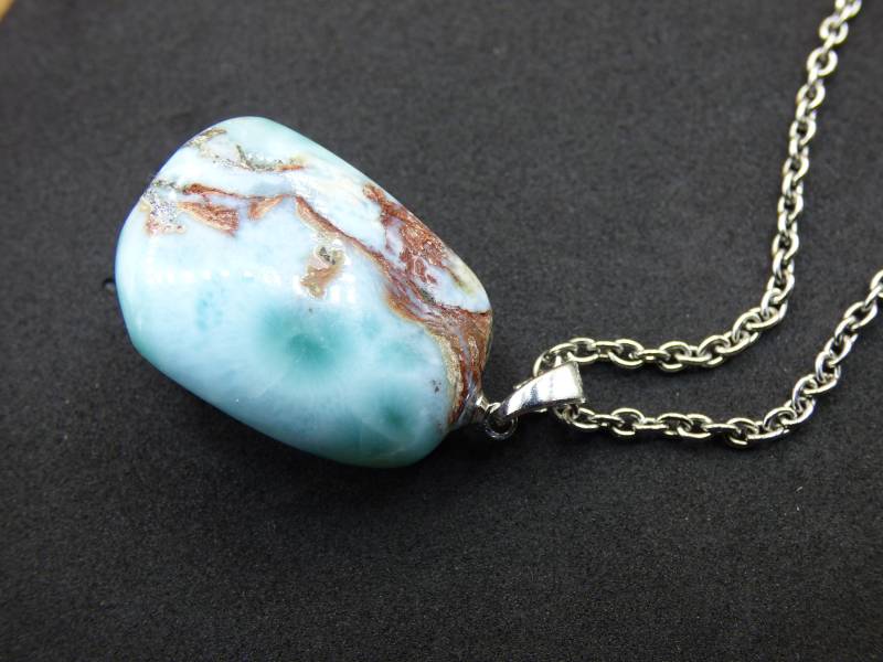 Larimar Aaa "Atlantis Stone"~ Edelstein Kette 925 Sterling Silber Öse ~Hippie Goa Boho Tibet Ethno Nature Heilstein Rarität Meerblau Himmel von ArtOfNatureBerlin