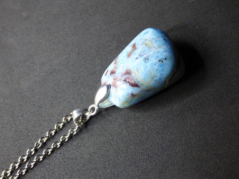Larimar "Atlantis Stone"~ Edelstein Kette 925 Sterling Silber Öse ~Hippie Goa Boho Tibet Ethno Nature Heilstein Rarität Meerblau Himmel von ArtOfNatureBerlin