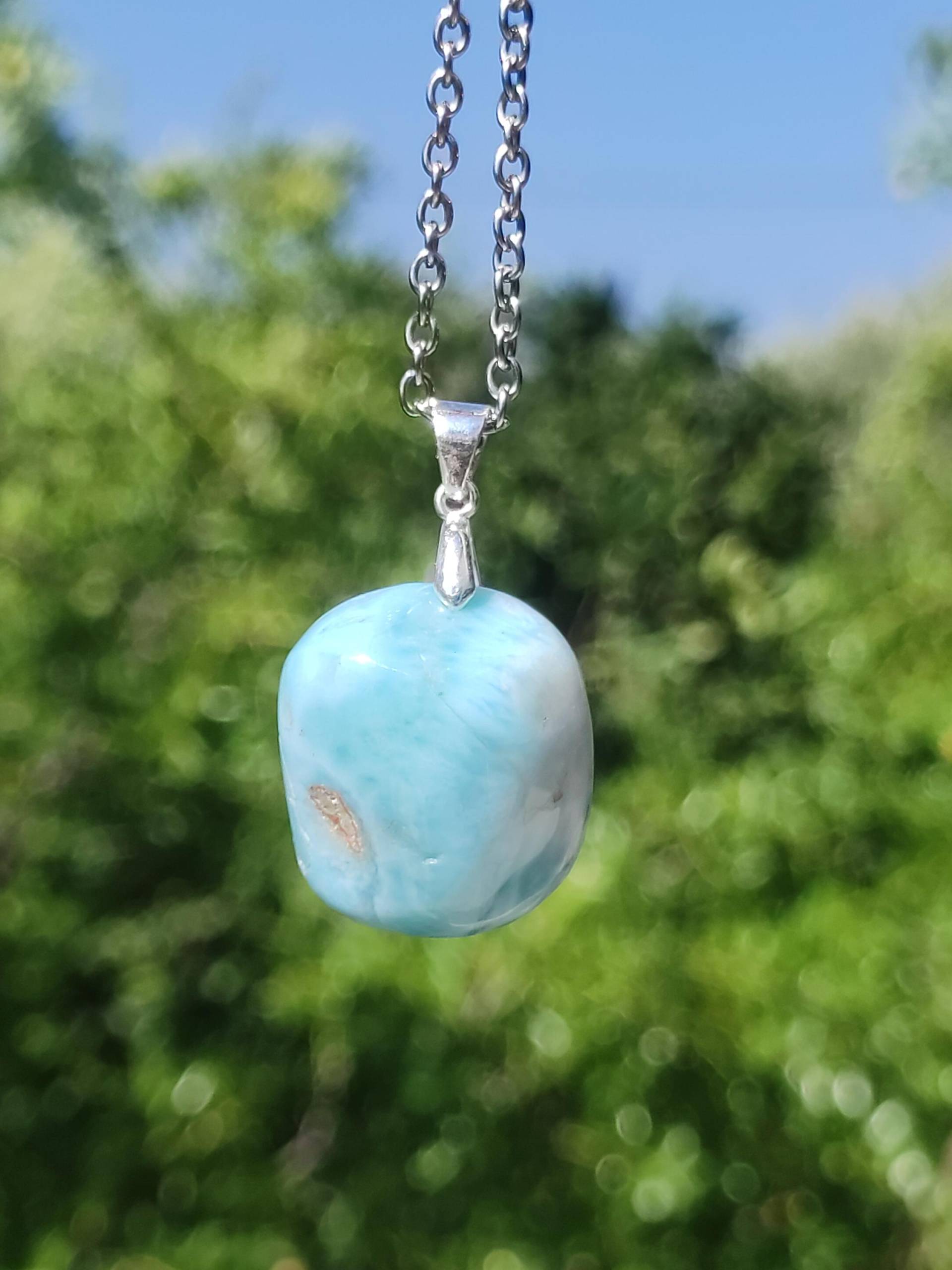 Larimar - Edelstein Kette 925 Sterling Silber Frau Schmuck Edel Antik Vintage Heilstein Rarität Meer Himmel Blau Geschenk Freundin Sie von ArtOfNatureBerlin