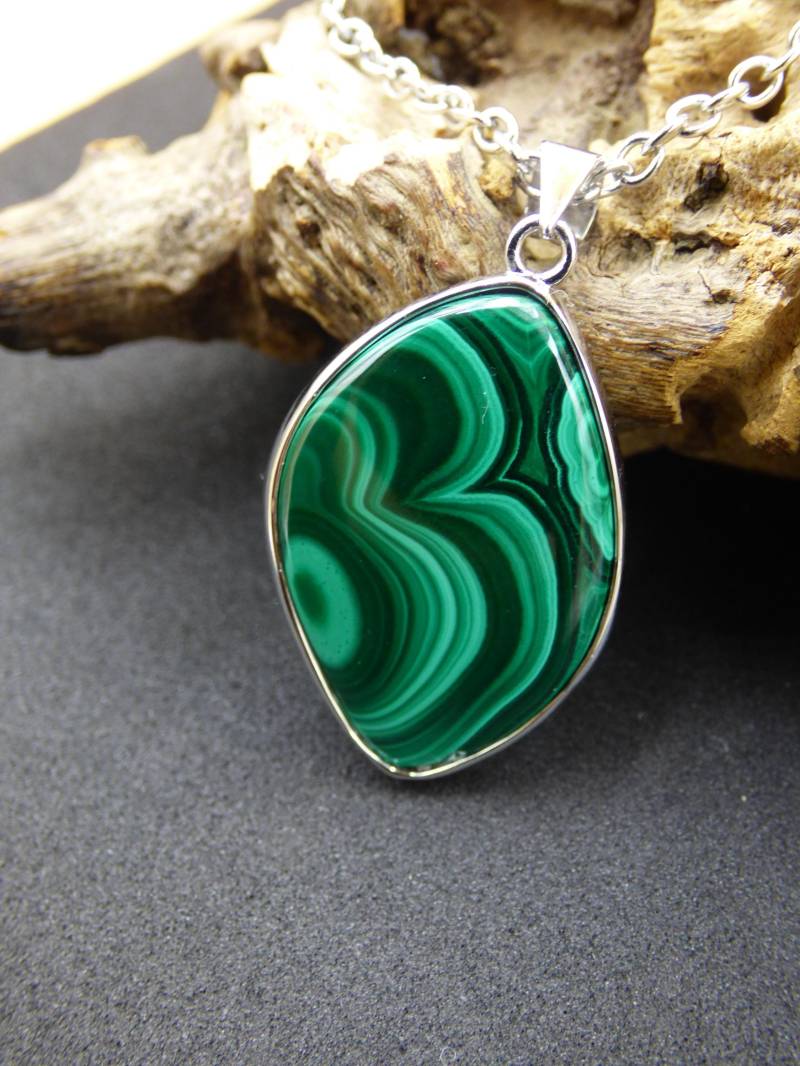 Malachit - 925 Sterling Silber Edelstein Kette Natur Blau Rarität Heilstein Kristall Mann Frau Er Sie Geschenk Freund Bruder von ArtOfNatureBerlin