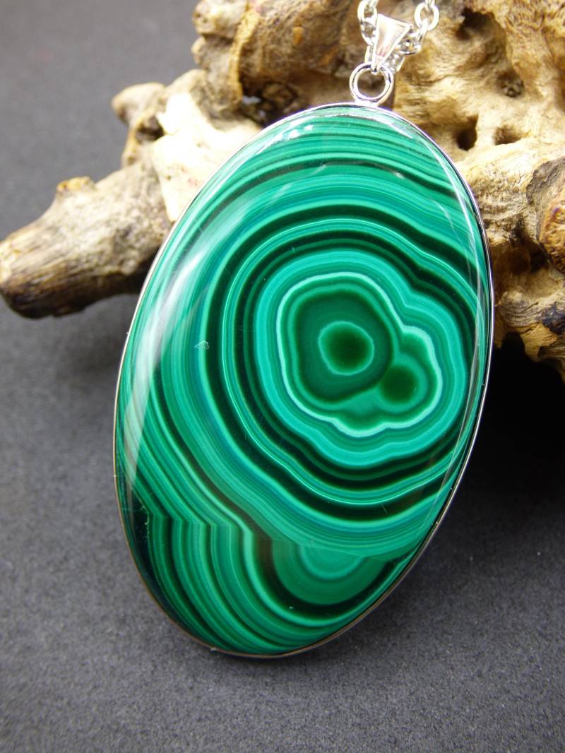 Malachit - 925 Sterling Silber Edelstein Kette Natur Blau Rarität Heilstein Kristall Mann Frau Er Sie Geschenk Freund Bruder von ArtOfNatureBerlin