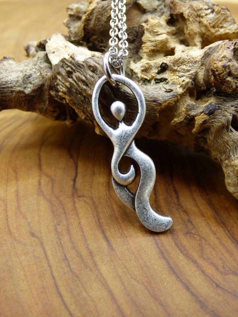 Mond Göttin Spiral Anhängerkette ~ Frauen Zyklus Schutz Schwanger Sakral Nacht Silbern Hippie Goa Boho Tibet Ethno Nature Esoterik Silber von ArtOfNatureBerlin
