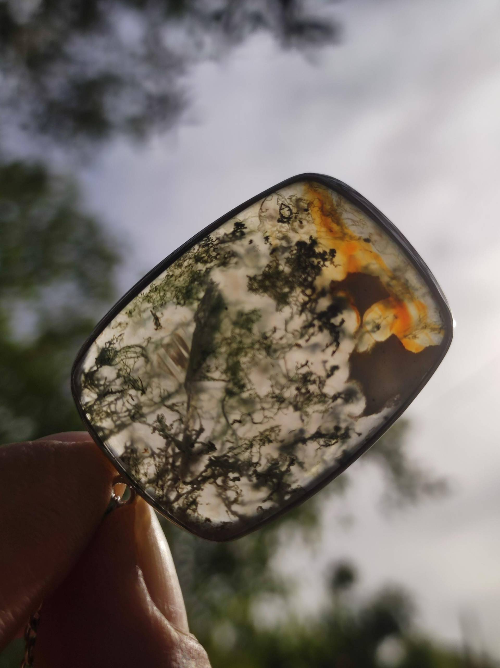Moosachat - 925 Sterling Silber Edelstein Kette Grün Klar Unikat Rarität Heilstein Natur Selten Ethno Mann Frau Er Sie Geschenk Freund von ArtOfNatureBerlin