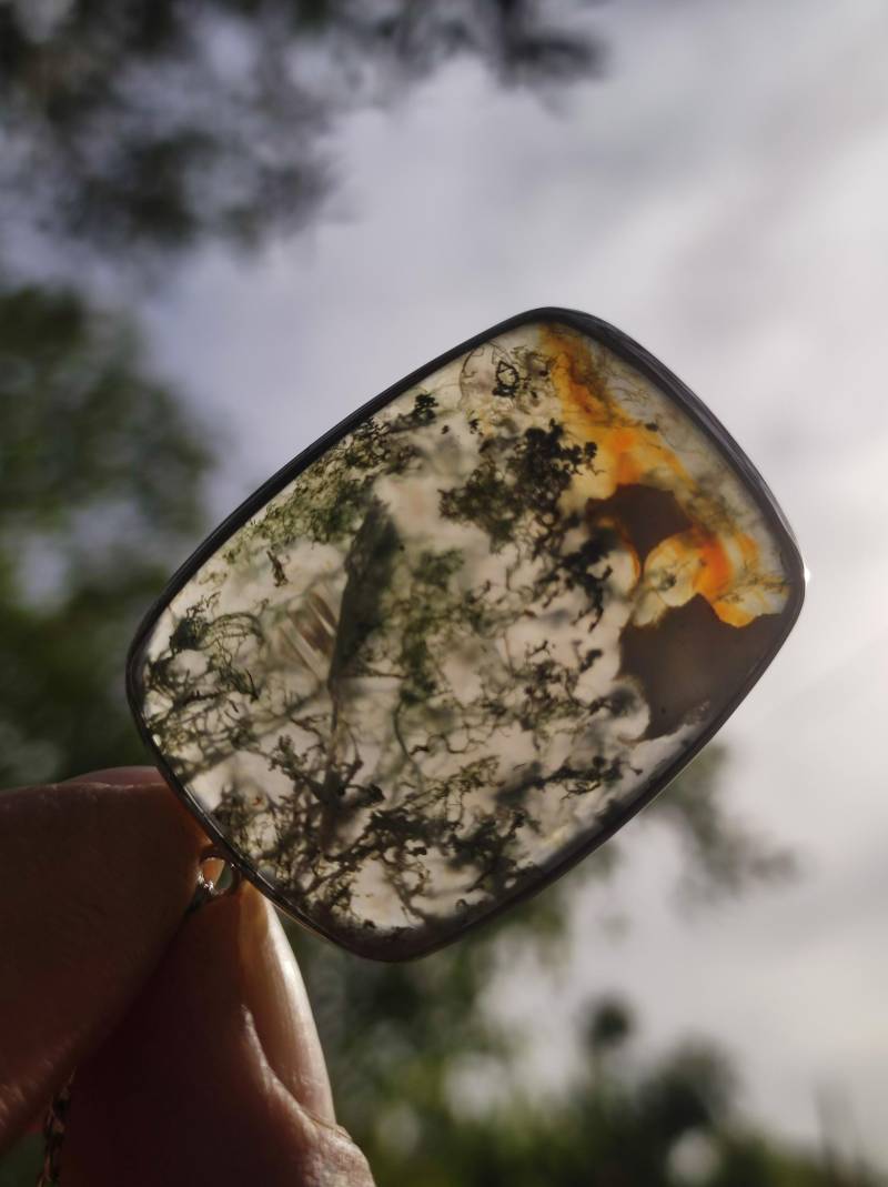 Moosachat - 925 Sterling Silber Edelstein Kette Grün Klar Unikat Rarität Heilstein Natur Selten Ethno Mann Frau Er Sie Geschenk Freund von ArtOfNatureBerlin
