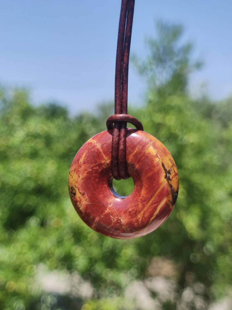 Picasso Jaspis 30mm Donut Edelstein Kette Hippie Goa Boho Ethno Nature Schutzsymbol Heilstein Sammler Unikat Mann Frau Er Sie Geschenk von ArtOfNatureBerlin