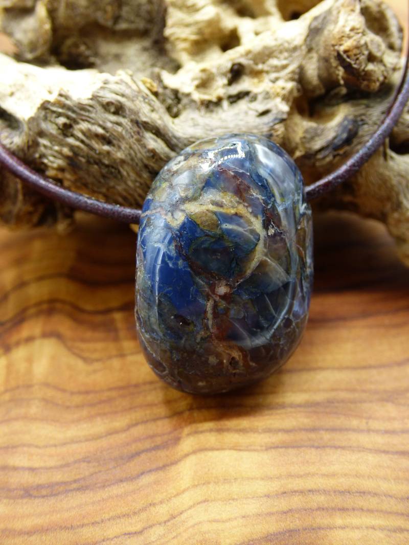 Pietersite Blau ~ Edelstein Kette ~Hippie ~Goa ~Boho ~Ethno ~Nature ~Heilstein ~Flash ~Fire ~Fluss ~Blitz ~Rarität von ArtOfNatureBerlin