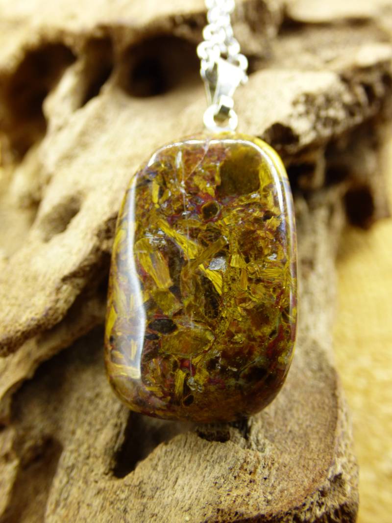 Pietersite ~ Edelstein Kette 925Silber Öse & 304 Edelstahlkette ~Hippie ~Goa ~Boho ~Tibet ~Ethno ~Nature ~Schutzsymbol ~Heilstein ~Rarität von ArtOfNatureBerlin