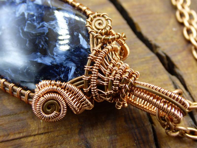 Pietersite ~ Wire ~ ~ Blitz Edelstein Kette Mit Kupferdraht ~Hippie ~Goa ~Boho ~Ethno ~Nature ~Heilstein ~Energy ~Chakra ~Spirale von ArtOfNatureBerlin