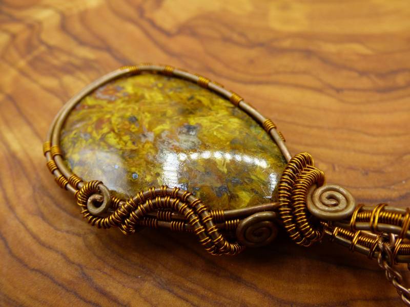 Pietersite ~ Wire ~ ~ Blitz Edelstein Kette Mit Kupferdraht ~Hippie ~Goa ~Boho ~Ethno ~Nature ~Heilstein ~Energy ~Chakra ~Spirale von ArtOfNatureBerlin