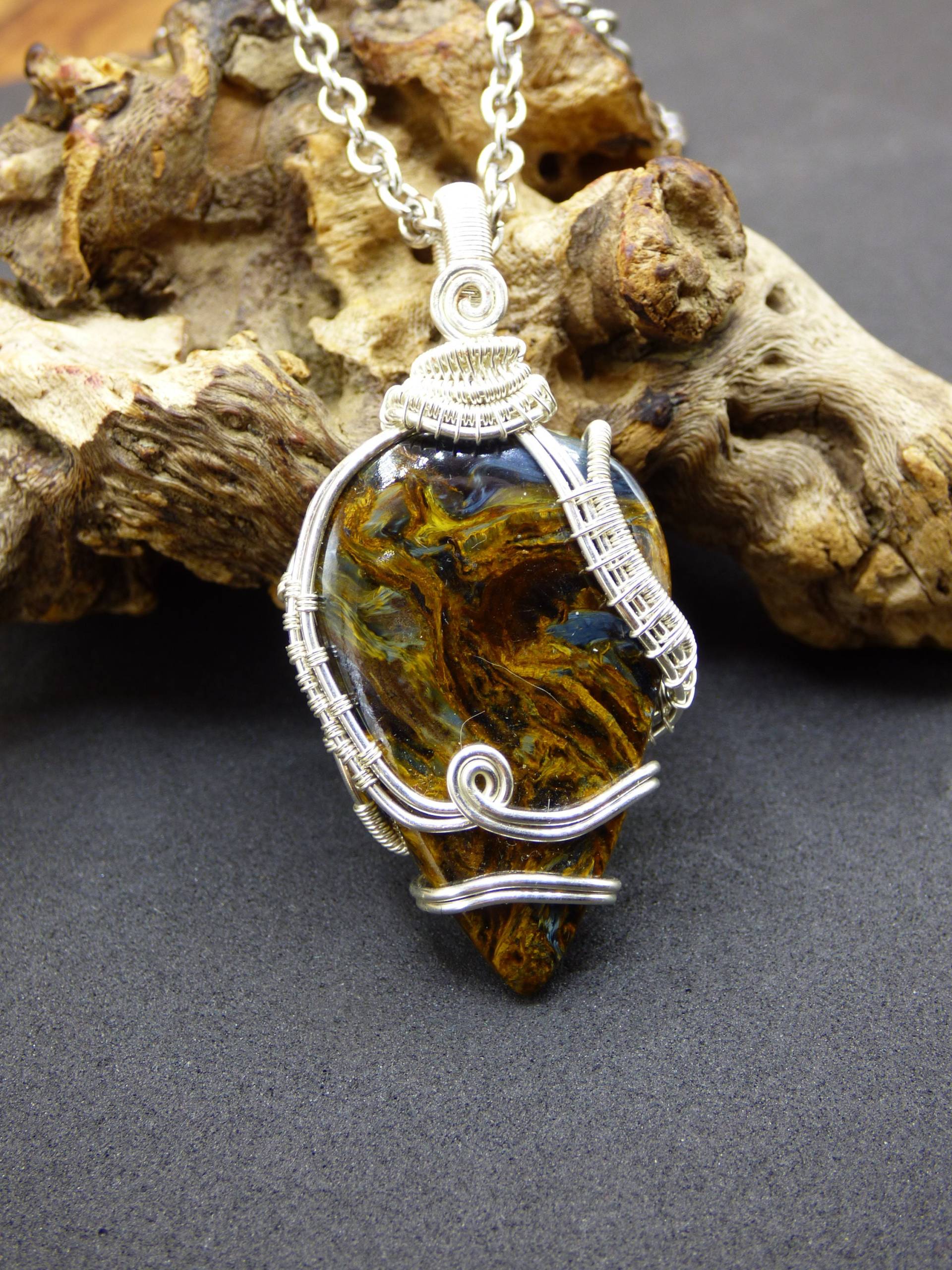 Pietersite Wire ~ Blitz Edelstein Kette Silber Kupferdraht Hippie Goa Boho Ethno Nature Heilstein Energy Chakra Galaxy Universum Gold Pietersite Wire ~ Blitz Edelstein Kette Silber Kupferdraht Hippie Goa Boho Ethno Nature Heilstein Energy Chakra Galaxy Universum Gold von ArtOfNatureBerlin