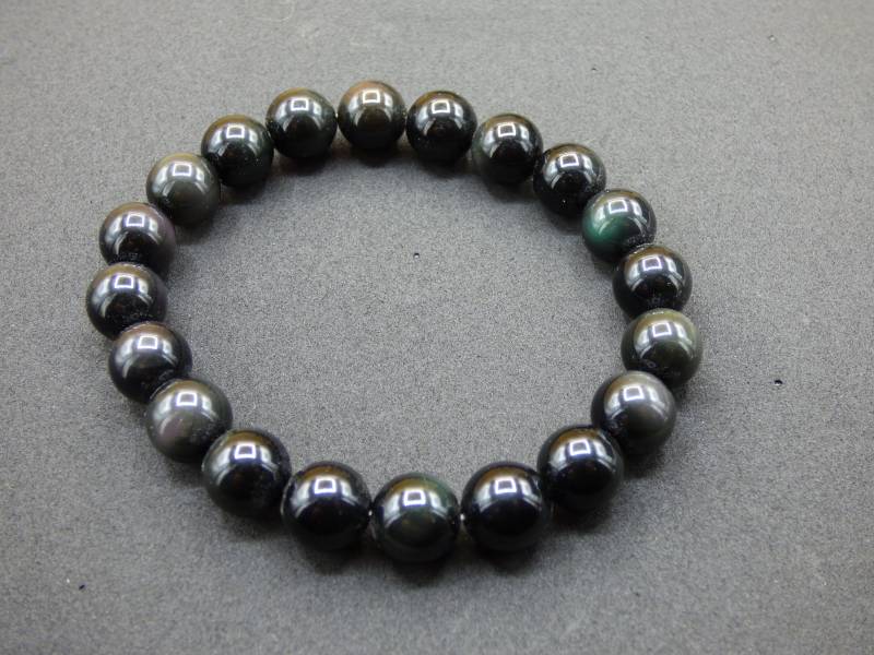 Regenbogenobsidian 10mm - Edelstein Armband Schwarz Goa Hippie Natur Heilstein Geschenk Er Sie Mann Frau Freund Rarität Energie Kraft Chakra von ArtOfNatureBerlin