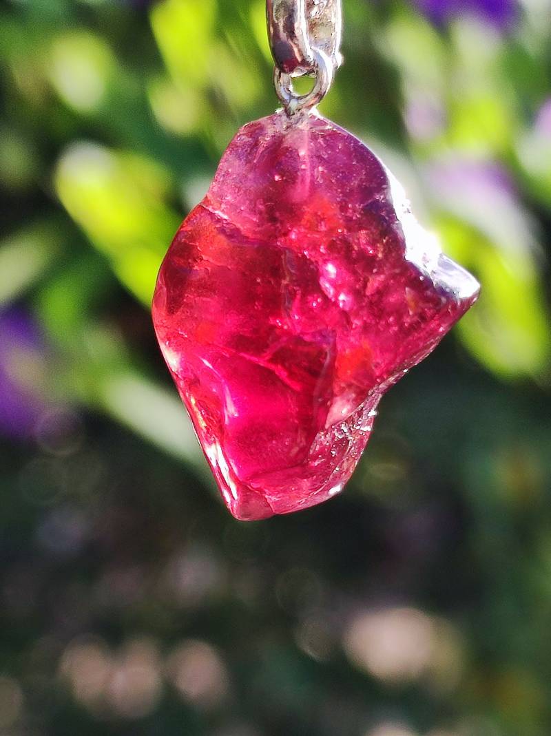 Rhodolit Aaa Rarität ~ 925 Sterling Silber Edelstein Kette Hippie Goa Boho Ethno Nature Heilstein Anhänger Geschenk Mann Frau Er Sie von ArtOfNatureBerlin