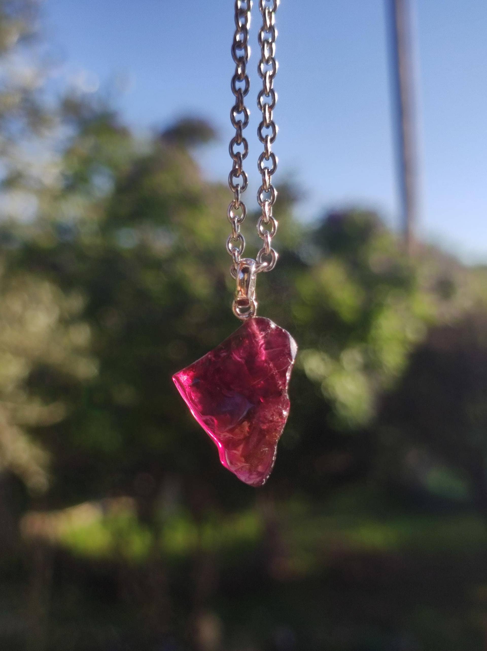 Rhodolit Aaa Rarität ~ 925 Sterling Silber Edelstein Kette Hippie Goa Boho Ethno Nature Heilstein Anhänger Geschenk Mann Frau Er Sie von ArtOfNatureBerlin
