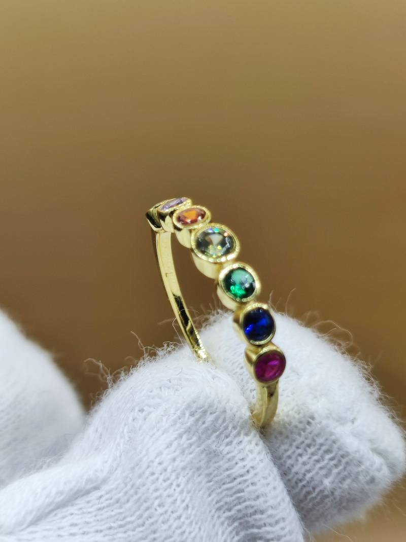Rubin Amethyst Zirkon Topas Peridot Beryll - Ring 925 Silber -Vergoldet Größe 17 | 54 Edelstein Heilstein Frauen Schmuck Edel von ArtOfNatureBerlin