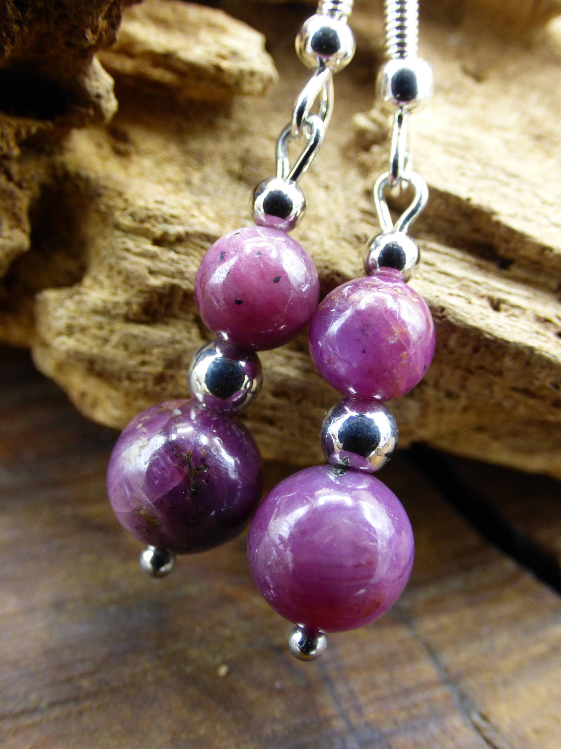 Rubin ~ Edelstein Ohrringe ~Goa ~Hippie ~Boho ~Ethno ~Nature ~Heilstein ~Natur ~Ohrhänger ~Edelstahl ~Rarität von ArtOfNatureBerlin