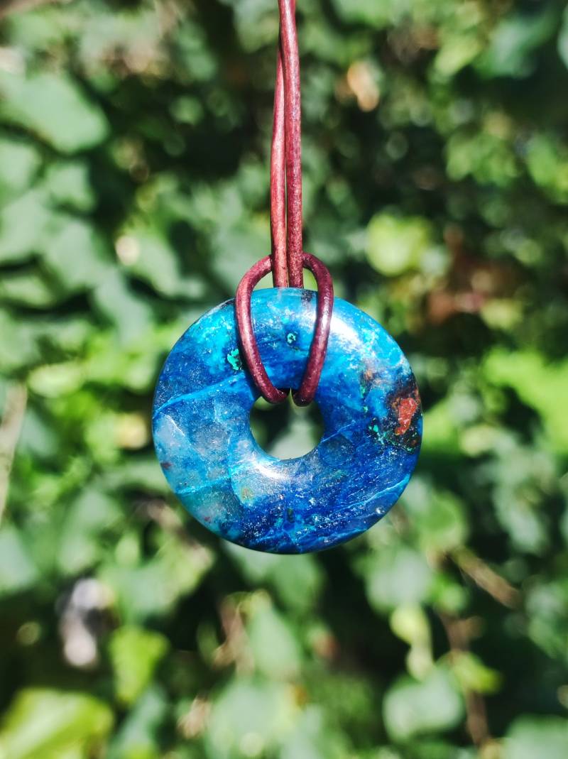 Shattuckit - Chrysocoll Donut 30mm Edelstein Kette Heilstein Schutzsymbol Mann Frau Glück Hippie Goa Boho Tibet Ethno Natur Rarität Geschenk von ArtOfNatureBerlin