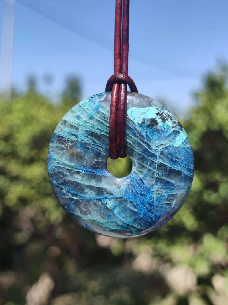 Shattuckit - Chrysocoll Donut Edelstein Kette Heilstein Schutzsymbol Mann Frau Glück Hippie Goa Boho Ethno Natur Rarität Geschenk Er Sie von ArtOfNatureBerlin