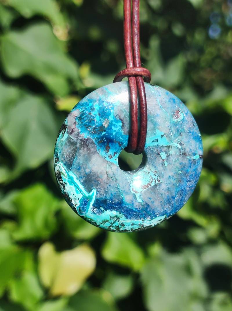 Shattuckit - Chrysocoll Donut Edelstein Kette Heilstein Schutzsymbol Mann Frau Glück Hippie Goa Boho Tibet Ethno Natur Rarität Geschenk von ArtOfNatureBerlin