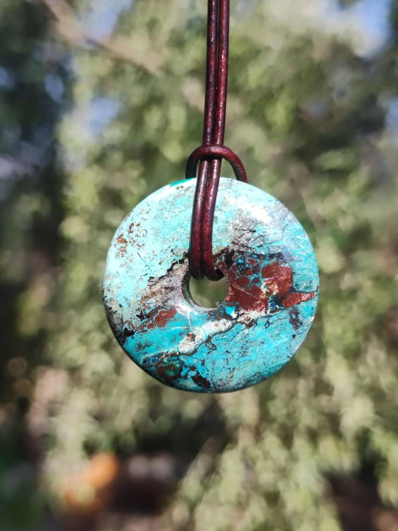 Shattuckit - Chrysocoll Donut Edelstein Kette Heilstein Schutzsymbol Mann Frau Glück Hippie Goa Boho Tibet Ethno Natur Rarität Geschenk von ArtOfNatureBerlin