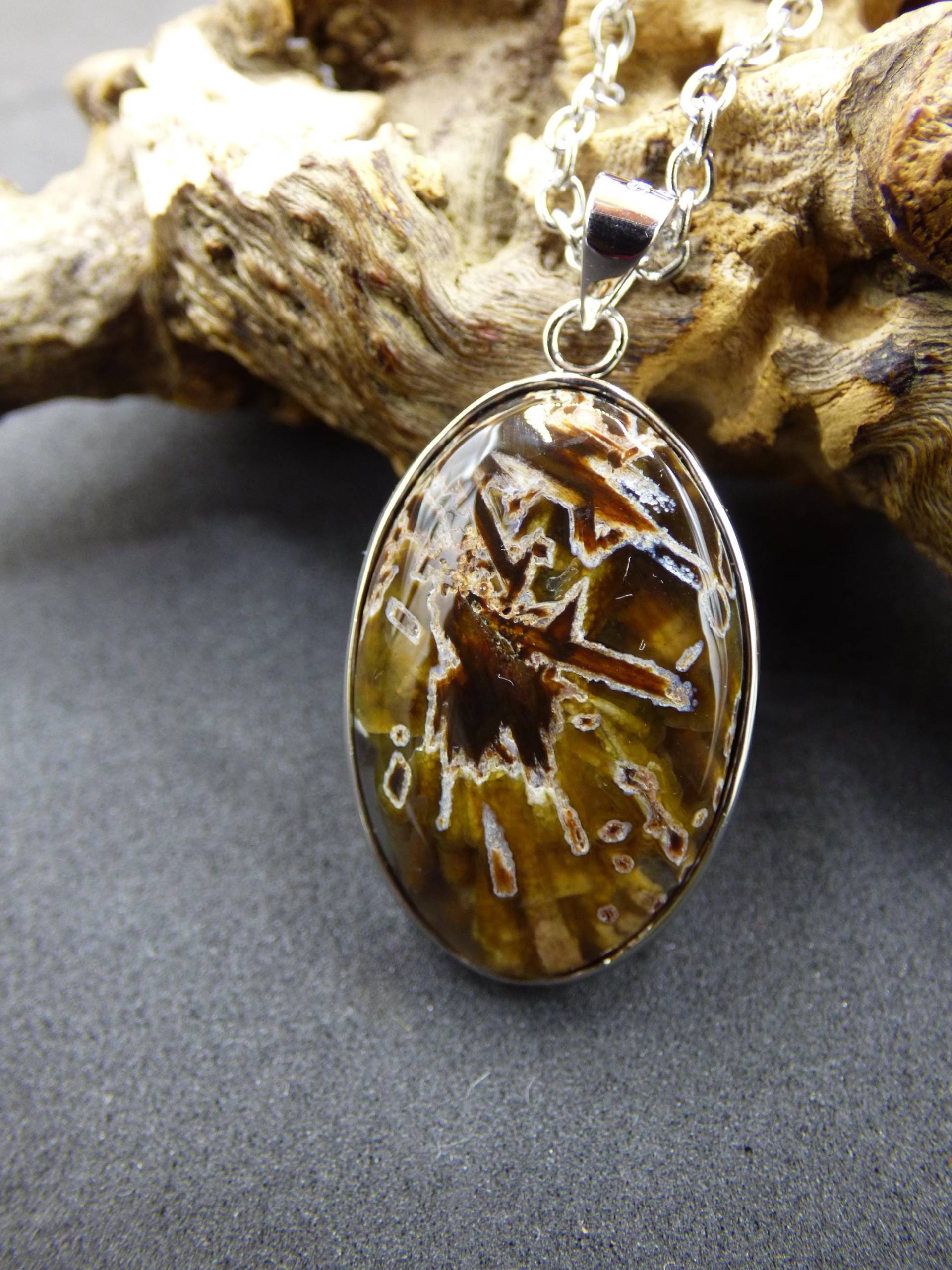 Stick Achat - 925 Sterling Silber Edelstein Kette Braun Unikat Rar Heilstein Natur Selten Edel Traum Mann Frau Er Sie Geschenk Freund von ArtOfNatureBerlin