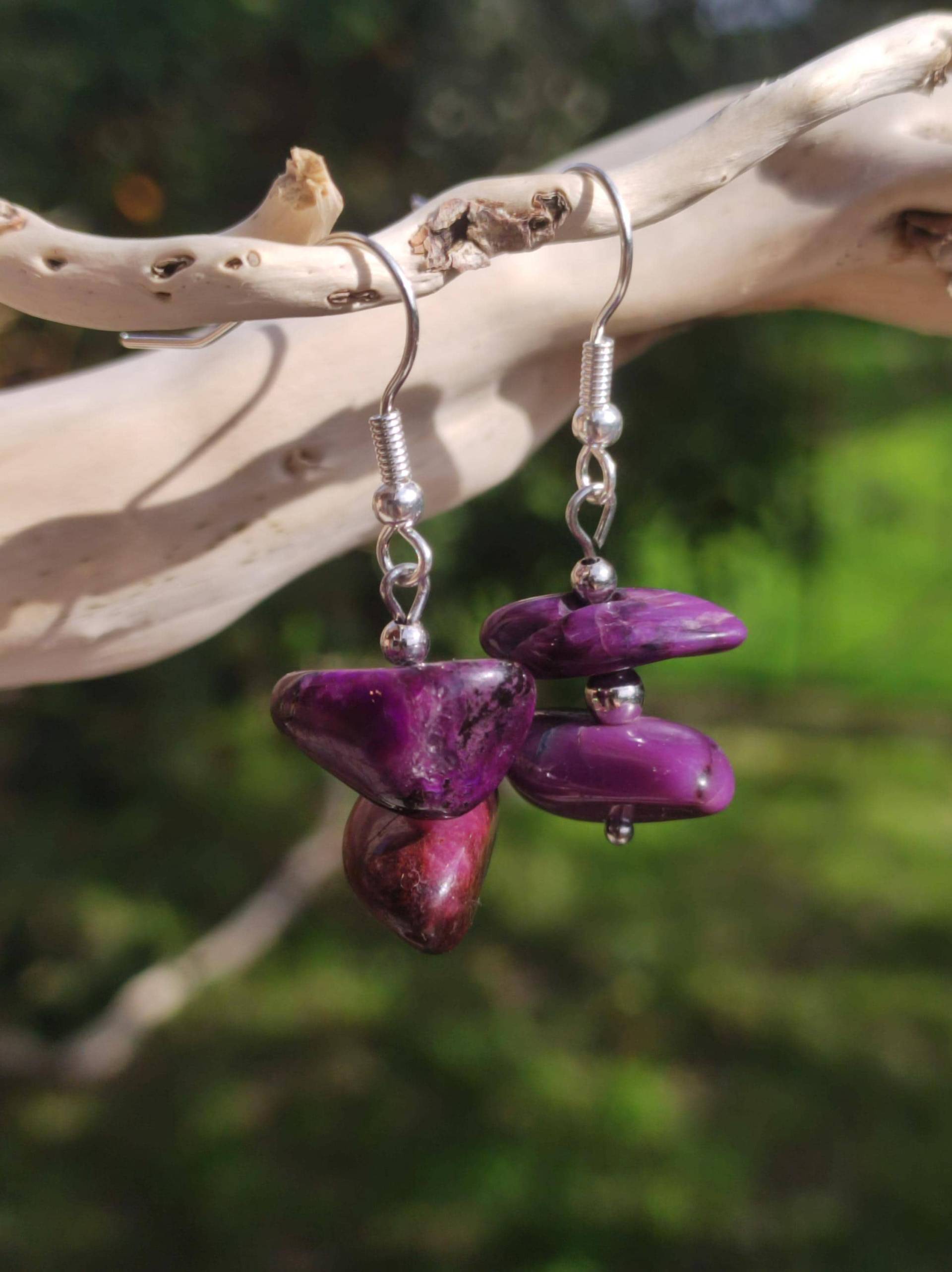 Sugilith Aaa Edelstein Ohrringe Unikat Natur Heilstein Sie Frau Mutter Oma Tochter Geschenk Handarbeit Ohrhänger Edelstahl Rarität Selten von ArtOfNatureBerlin