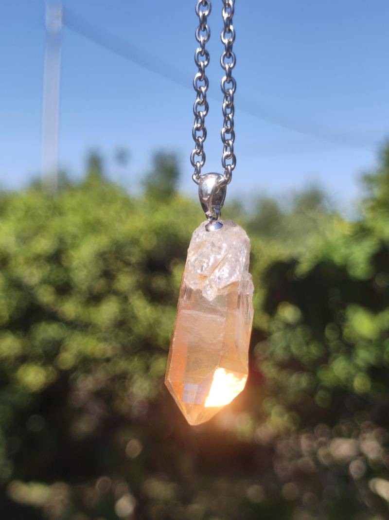 Tangerine Quarz Roh Rarität ~ 925 Silber Edelstein Kette Orange Anhänger Natur Heilstein Kristall Geschenk Mann Frau Mutter Er Sie Freund von ArtOfNatureBerlin