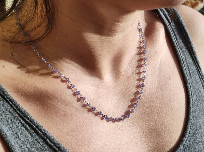 Tansanit - Edelstein Kette Heilstein Blau Natur Echt Rarität Mann Frau Glück Hippie Goa Boho Tibet Ethno Geschenk Er Sie von ArtOfNatureBerlin