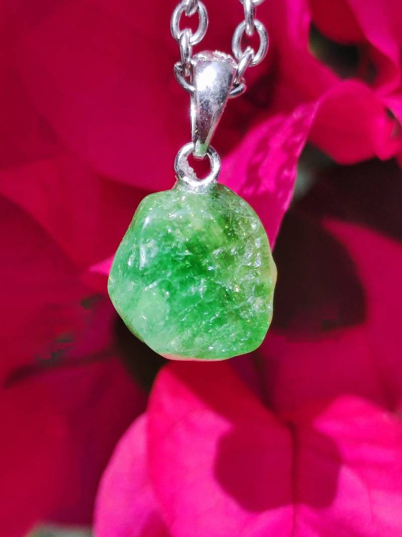 Tsavorit Aaa Rarität ~ 925 Sterling Silber Edelstein Kette Hippie Goa Boho Ethno Nature Heilstein Anhänger Geschenk Mann Frau Er Sie von ArtOfNatureBerlin
