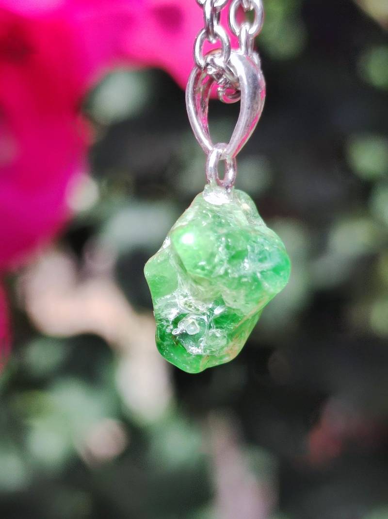 Tsavorit Aaa Rarität ~ 925 Sterling Silber Edelstein Kette Hippie Goa Boho Ethno Nature Heilstein Anhänger Geschenk Mann Frau Er Sie von ArtOfNatureBerlin