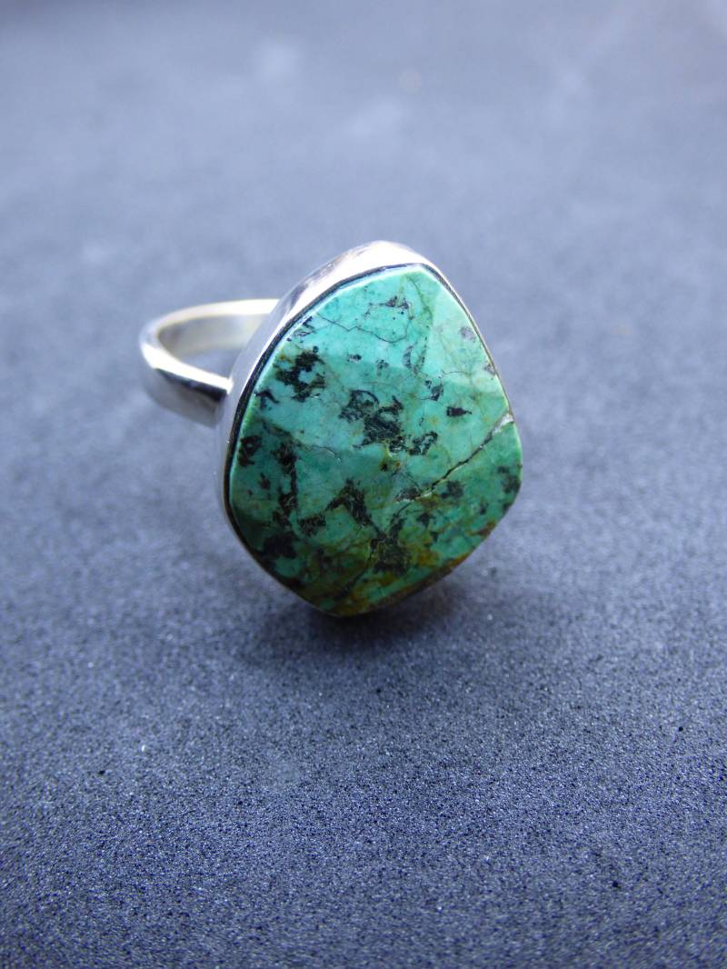 Türkis Ring - 100% Natürlich 925 Sterling Silber Größe 18 Edelstein Heilstein Energie Kraft Frauen Schmuck Edel Grün Blau Rarität von ArtOfNatureBerlin