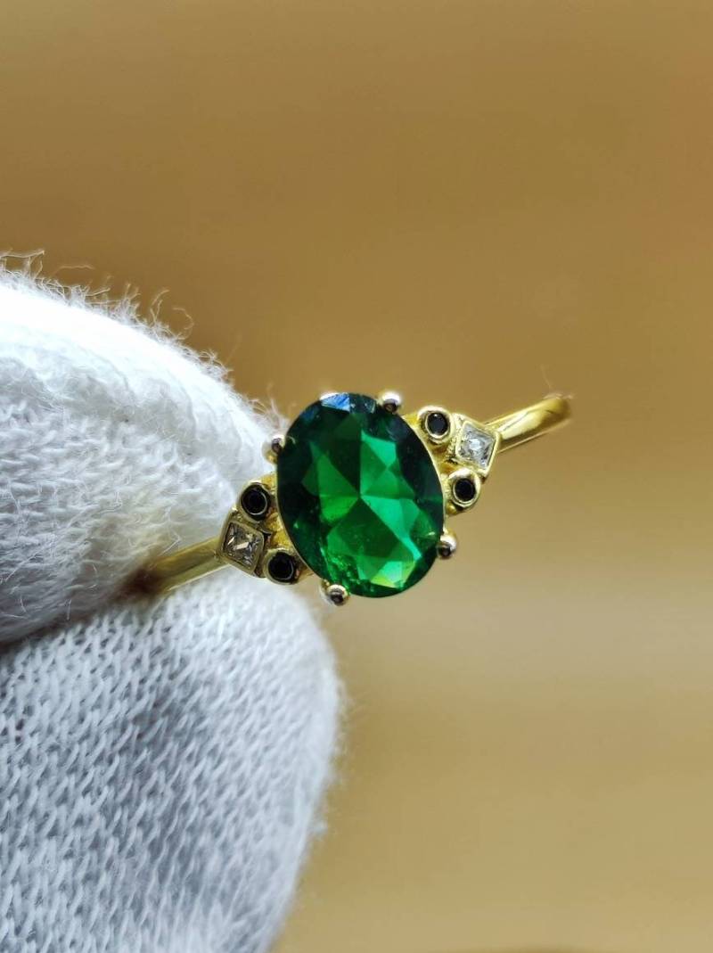 Turmalin - Ring 925 Silber-Vergoldet Größe 17 | 54 Edelstein Heilstein Energie Kraft Vintage Frauen Schmuck Hochwertig Edel von ArtOfNatureBerlin