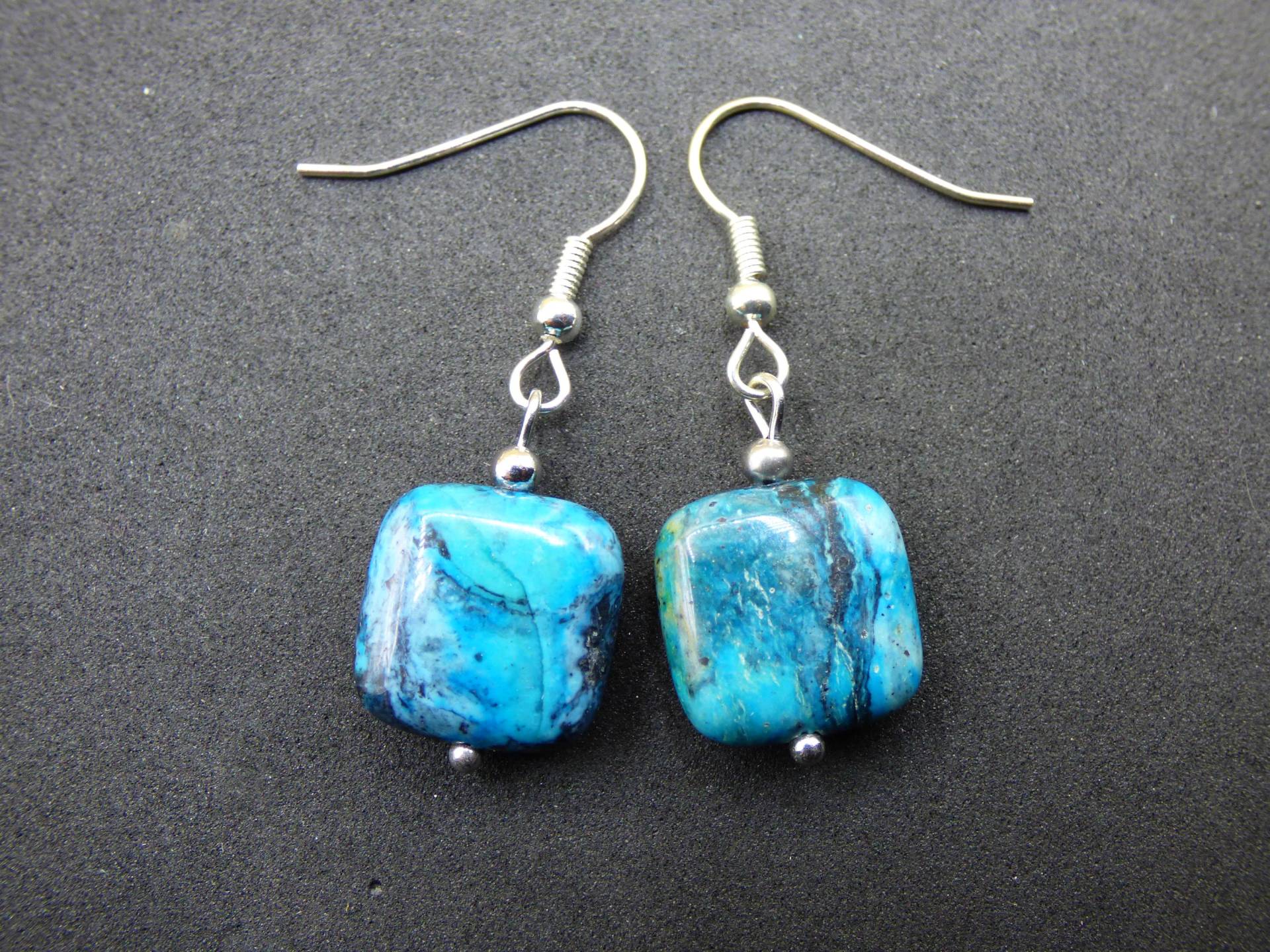 Variscite Aaa ~ Blaue Edelstein Ohrringe ~Goa ~Hippie ~Boho ~Ethno ~Nature ~Heilstein ~Natur ~Ohrhänger ~Edelstahl ~Rarität von ArtOfNatureBerlin